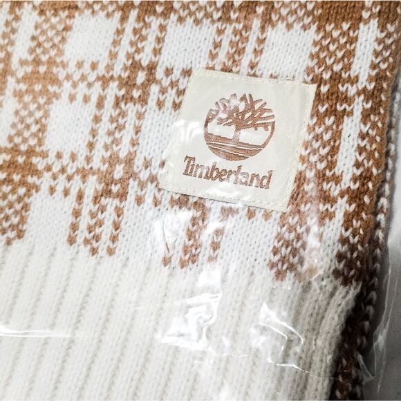 Timberland New mustardy tan & cream Buffalo Plaid Scarf - Picture 1 of 7